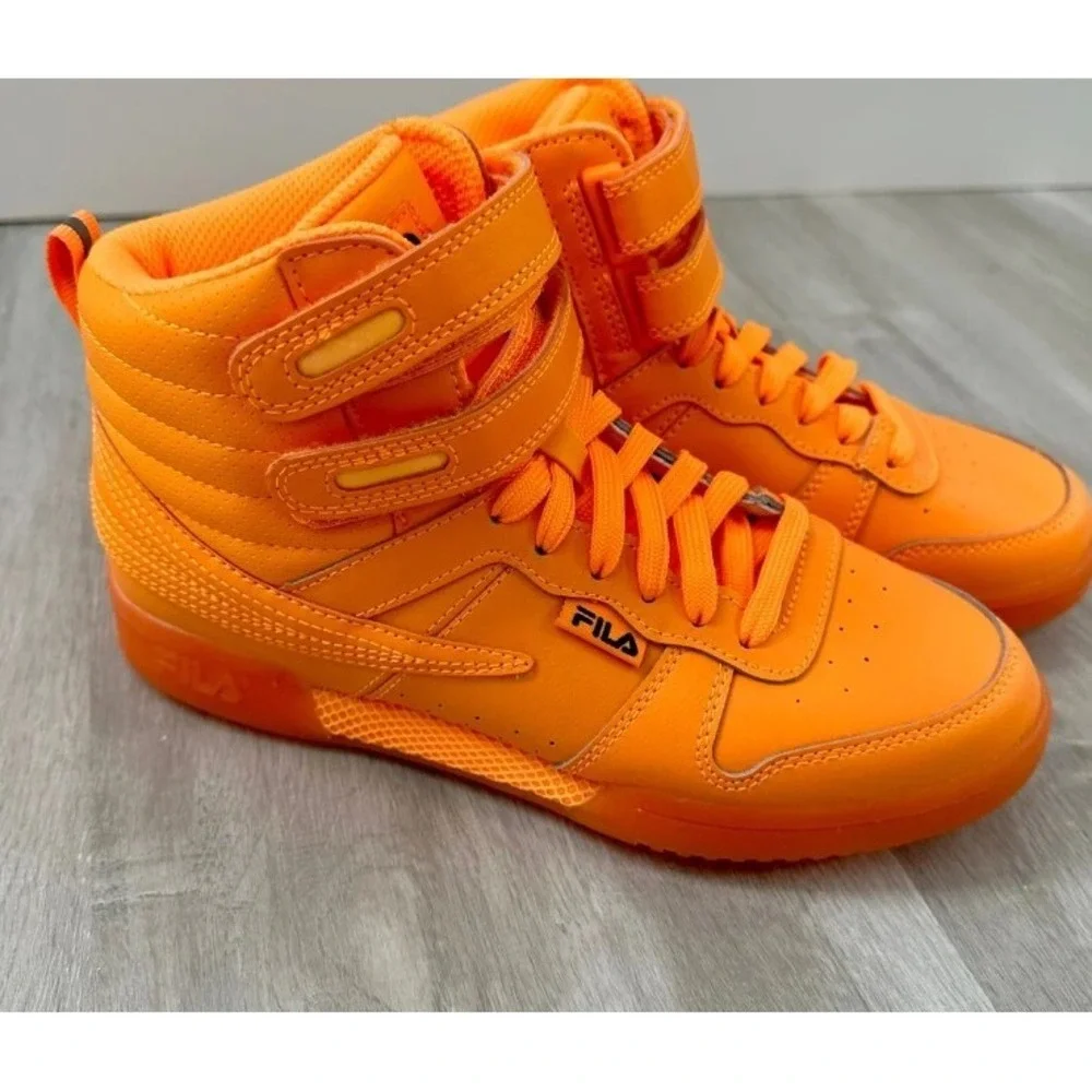 Fila High Top‎ Sneakers Bright Orange Lace Up Velcro Women US 6 EUR 37